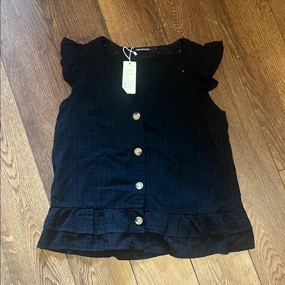 Nerlerolian Tops - Nerlerolian NWT Black Button-Down Ruffle Top Large